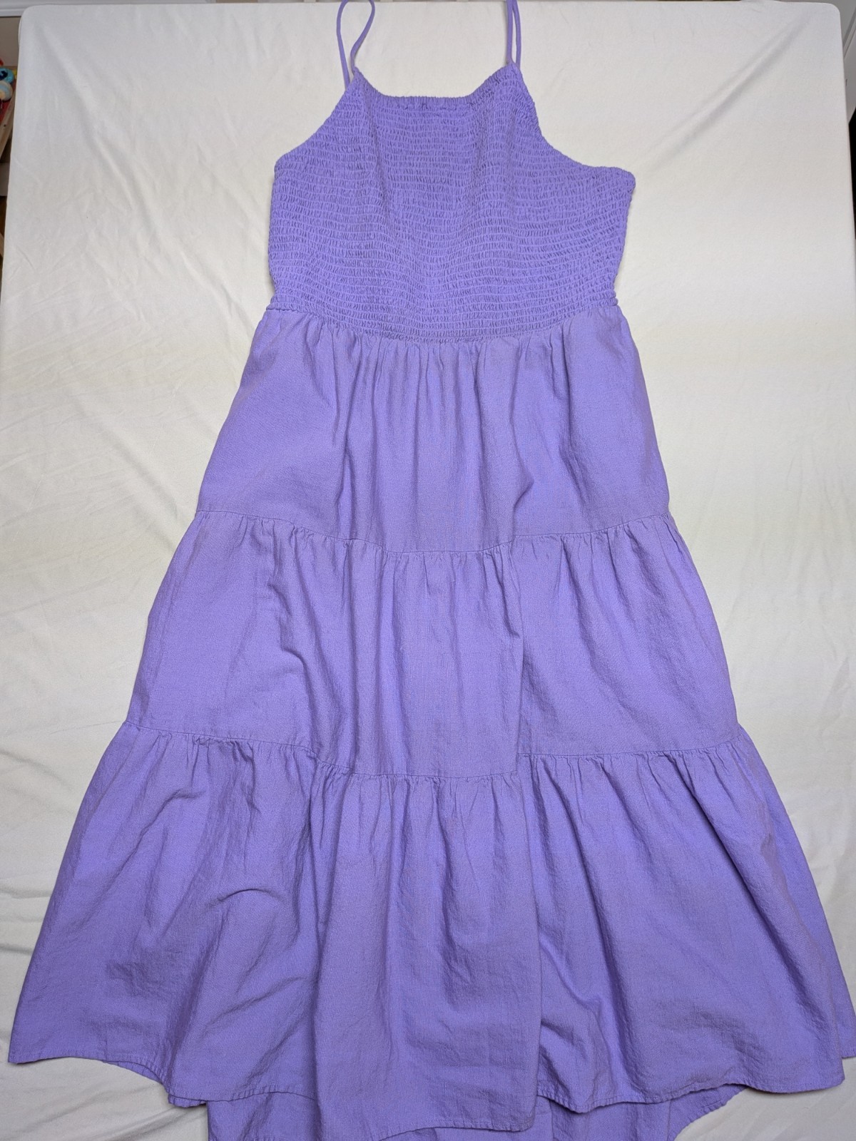 Women's Sleeveless Smocked Linen Midi Sundress Purple Universal Thread L