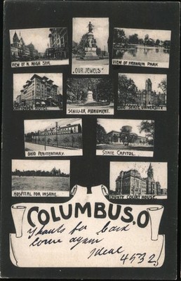 Columbus, Ohio OH Multiple street scenes 1908 Antique Original Vintage Postcard