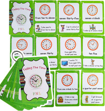 20 Analog Clocks Telling Time Flashcards Educational Learning Toys Toddlers Kids