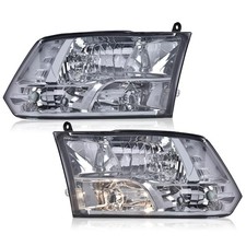 Headlights Dodge Ram 1500 2009-2018 2500 3500 2010-2018 Quad Smoky Lens Chrome