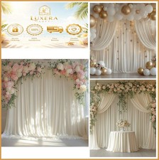 Ivory Backdrop Curtain 10 ft x 10 ft Wrinkle Free Soft Fabric 2 Panels
