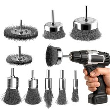 Wire Brush for Drill 9 PCS Carbon Steel Wheel Cup Pen Set Rust Removal