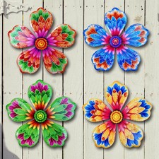 Metal Flowers Wall Decor - 4pcs 6.2'' Metal Wall Art Hanging Decoration
