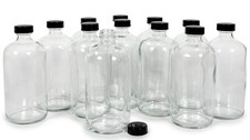  12, Clear, 16 oz Glass Bottles, with Lids