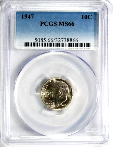 1947 Roosevelt Dime PCGS MS66 #GA6-66 "90% Silver"
