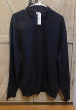 J Crew - Sportswear 1/4 Zip Sweater Mens L Navy Blue Pullover NWT Pouch Pockets