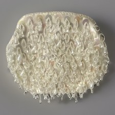 Vtg 1950s Beaded Evening Bag Clutch White Iridescent Sequin Made in Hong Kong