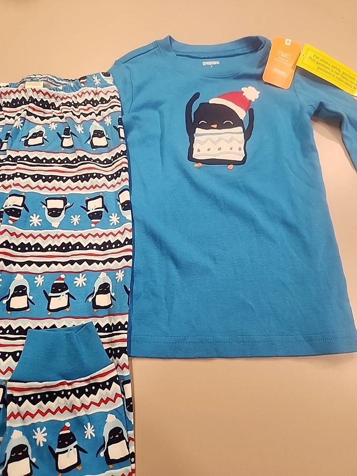 Nuevo con etiquetas Pijama Gymboree Niños Talla 7 Invierno/Navidad Azul Pingüinos 2 Piezas Foto 2 de 4