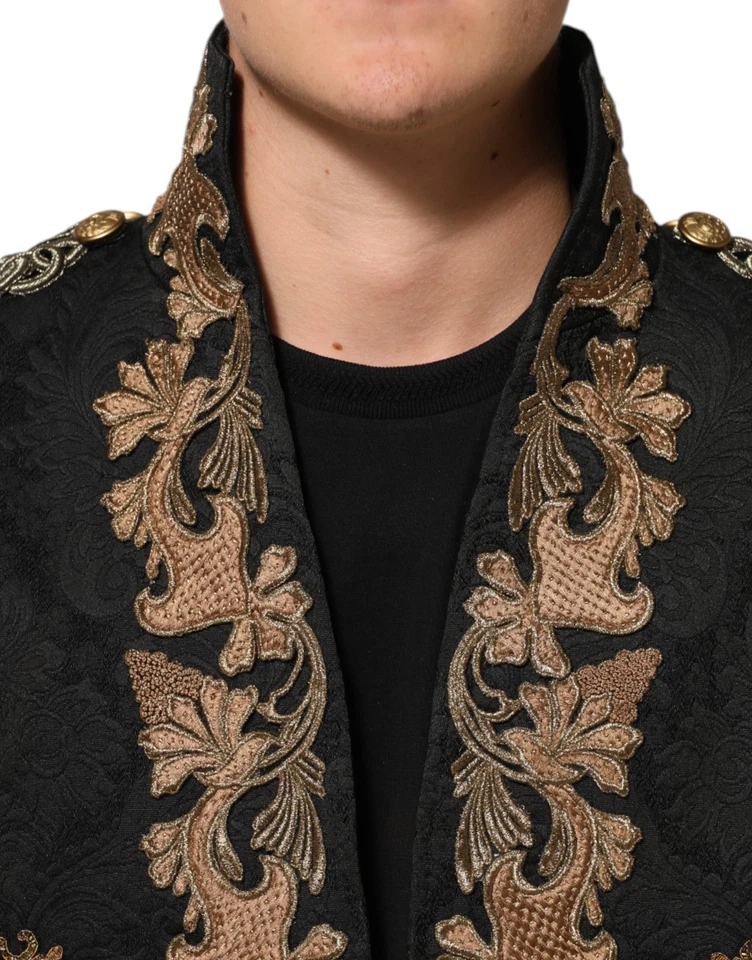 DOLCE & GABBANA Jacket Black Brocade Embroidery Men Coat IT54/US44/XL 20250usd - Image 4 of 4