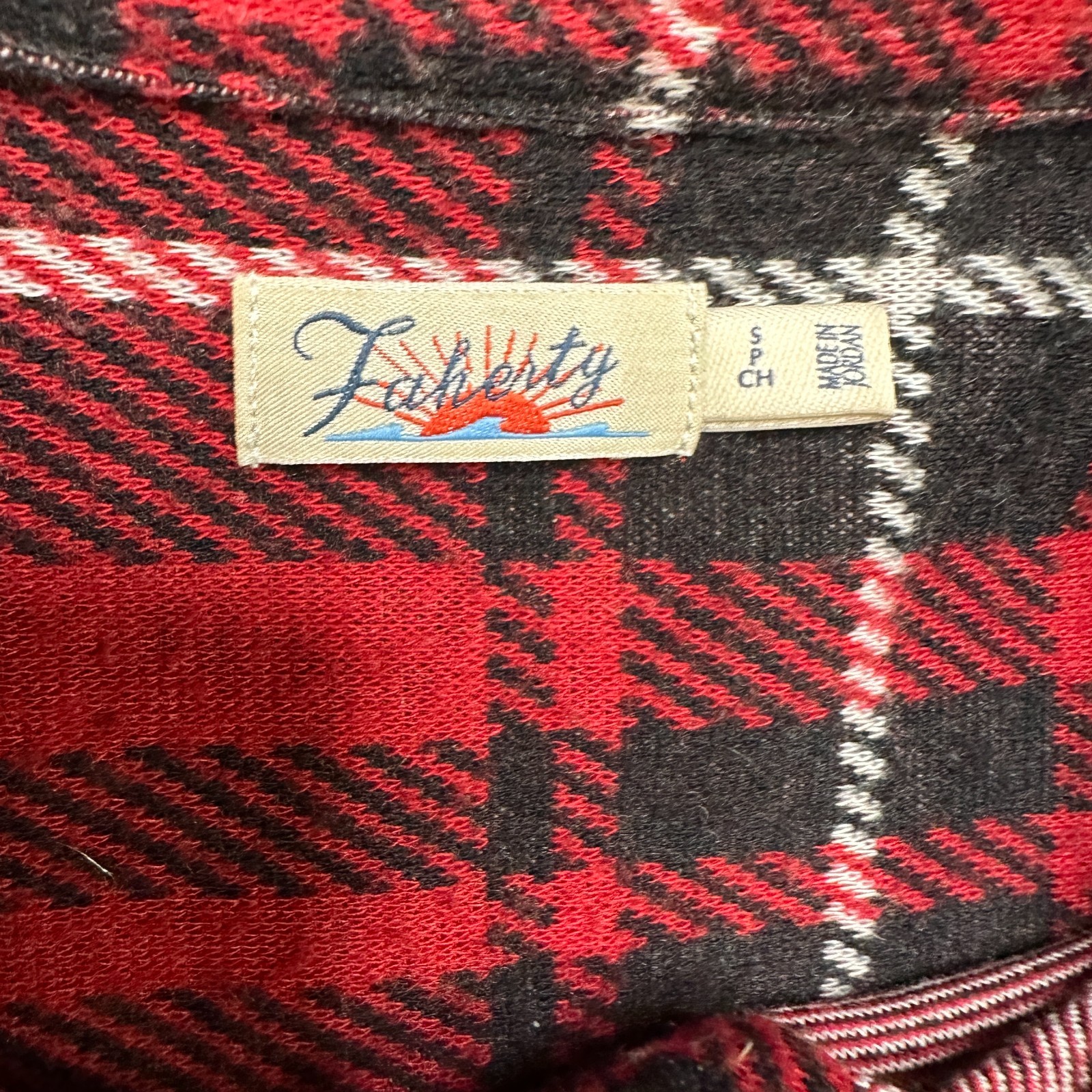 Faherty Legend Sweater Shirt Womens S Red Plaid Flannel Button Up Soft Stretchy image 6