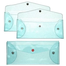 8.5x3.5 Inch Money Bag, 3Pcs PVC Cash Deposit Bank Pouch Envelopes, Blue