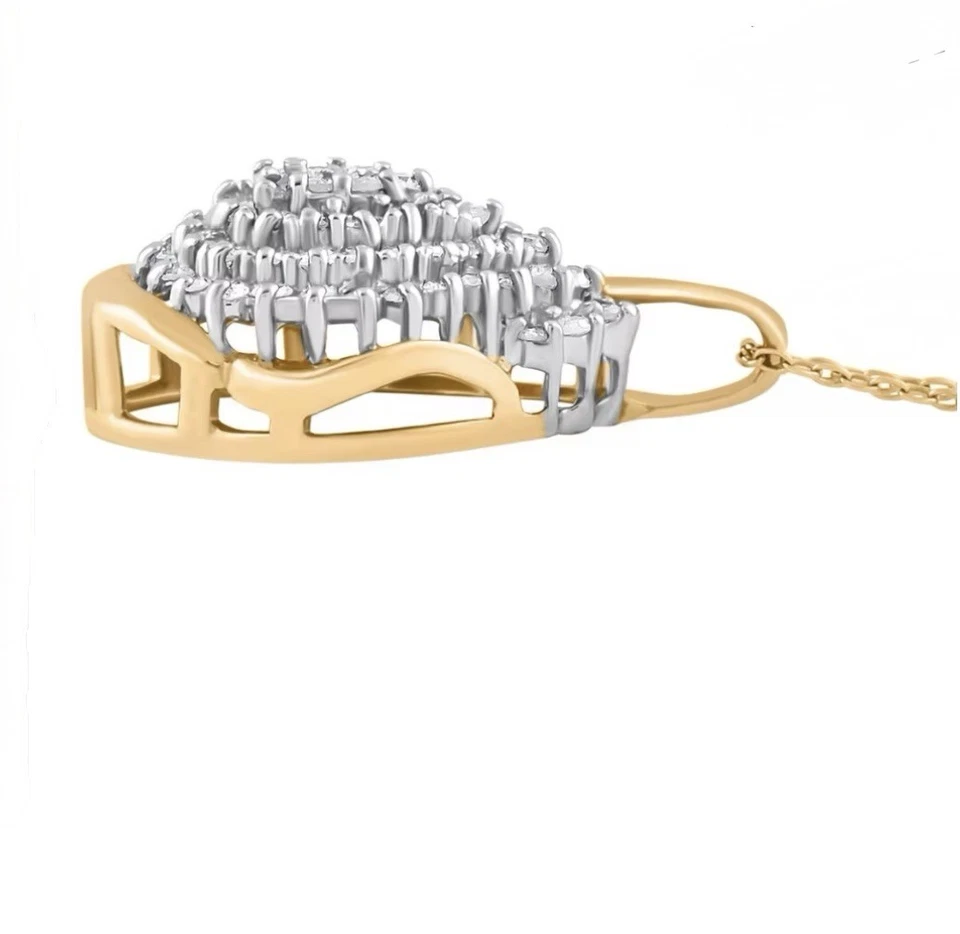 Colar pingente aglomerado de diamantes 18 polegadas 14k sobre esterlina 1 quilate 65 diamantes - Imagem 3 de 4