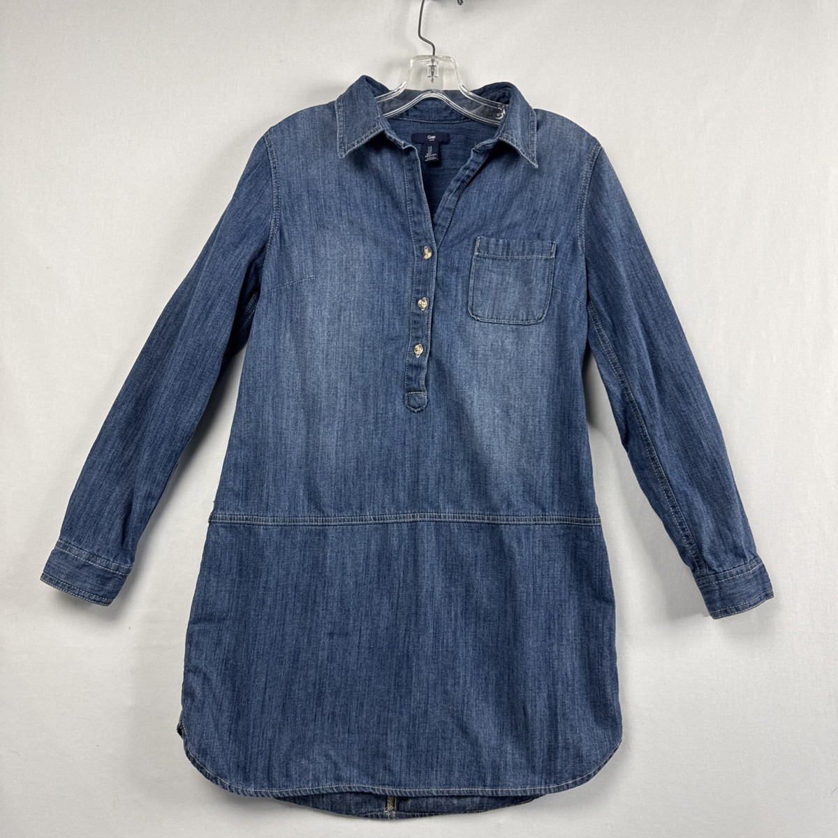 jean shirt dress gap GAP Denim Shirt Dress Size Small Shift Western Cowgirl Preppy