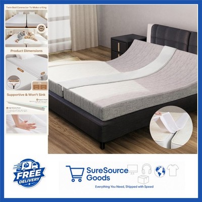 Bed Bridge for Guest Stayover 75'' x 10'' Adjustable Bed Gap Filler White