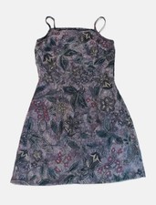 Vintage Byer Too Purple Floral Crinkle Sheer Overlay Slip Mini Dress Juniors 9