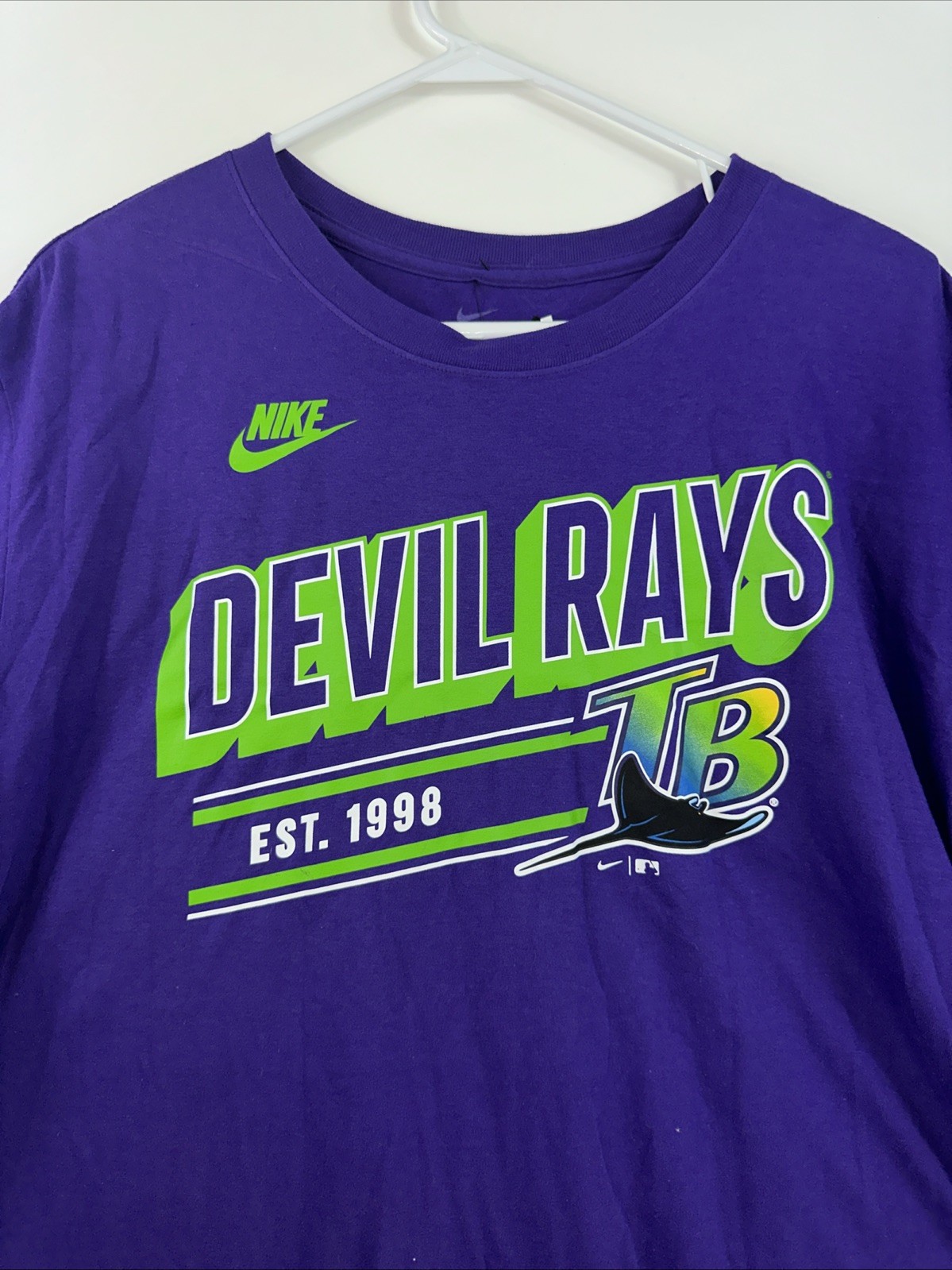NWT Nike Tampa Bay Rays Men's 2XL Purple Retro Logo T-Shirt $35