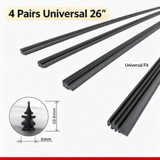 4 Pairs Universal 26 Car Bus Silicone Frameless Windshield Wiper Blade Refills