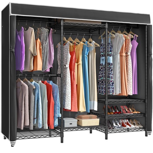 VIPEK V5C Heavy Duty Covered Clothes Rack Portable Bedroom Armoires Rack, Bla...