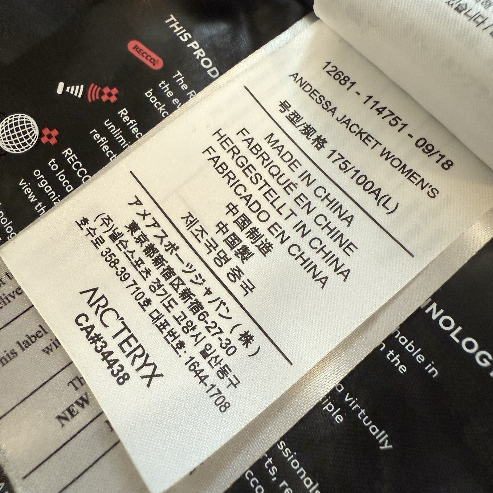 ARC'TERYX Arc’ teryx Andessa Goose Gore Tex piumino giacca sci cappotto blu navy donna taglia large