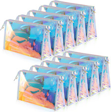 10 Pcs Holographic Makeup Bags, Clear PVC Makeup Bag Iridescent Pouch Portable Z