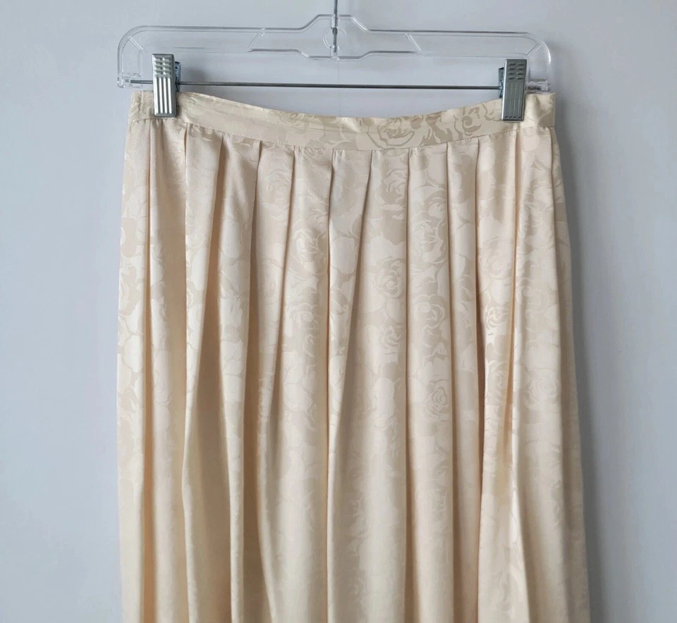 Talbots Maggy London Mujer 100% Seda Falda Talla 10 Floral Crema Midi Foto 3 de 3