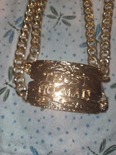 Gold Tone Emmy Brand Nwt "Trust No Man" Choker Plaque Gold Tone Chain