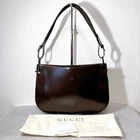 GUCCI Vintage Brown Patent Leather Hobo Shoulder Bag