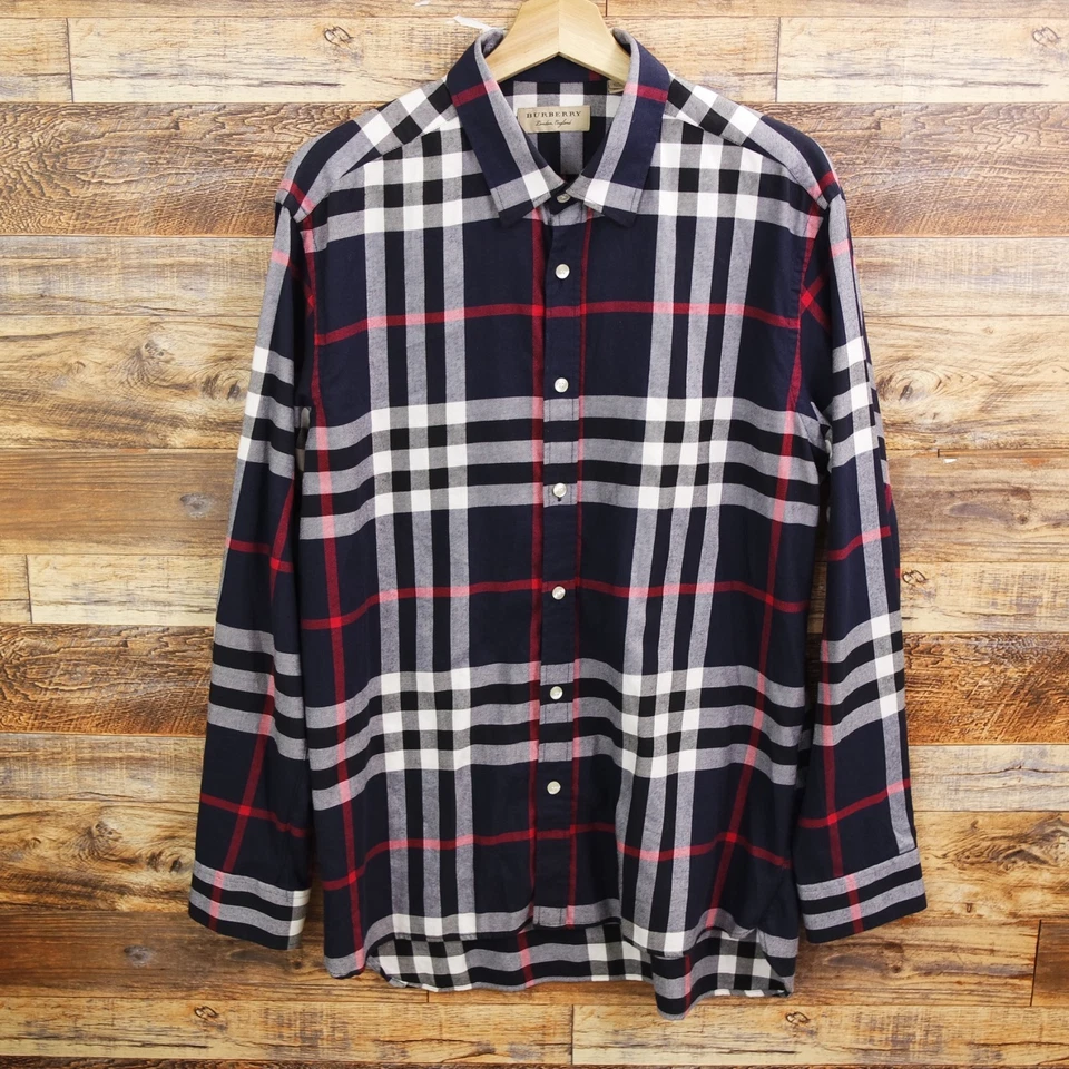 Camisa BURBERRY Londres Inglaterra Botón TALLA XXL Para Hombres NOVA CUADROS Foto 3 de 4