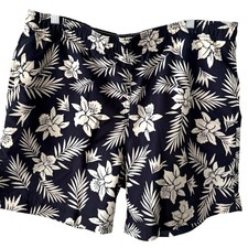 Lands' End Men's Navy and White Tropical Swim Trunks in Size M