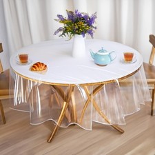 60 Inch Clear Plastic 100 Waterproof Round Tablecloth Vinyl PVC Table Protector