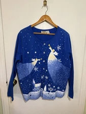 Vintage Collections Etc. Winter Angels blue cotton XL holiday Christmas