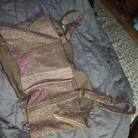 Windsor Shimmer Sparkle Corset Top Large - Pink Gold Holographic Glam Party Top
