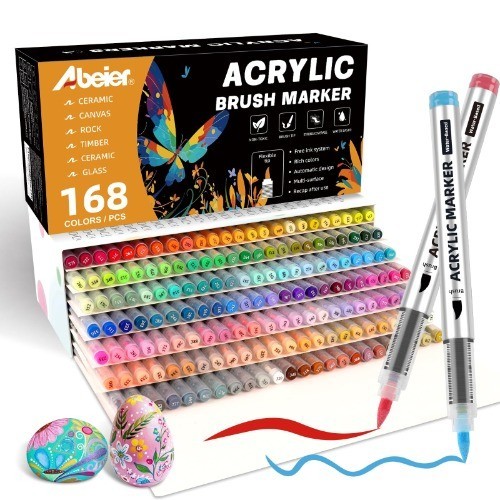 Acrylstifte Set Mit 168 Farben FüR Steine, Wasserfeste Pinselspitze,...-image