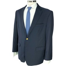 Ralph Lauren LRL Blazer Mens 42R Navy Wool Two Gold Buttons Classic