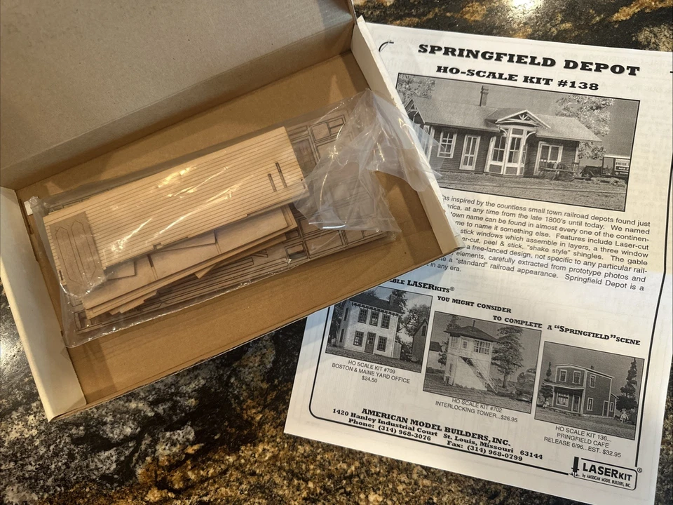 American Model Builders LaserKit HO Scale Kit #138 Springfield Depot 1:87 NOS! - Image 3 of 4