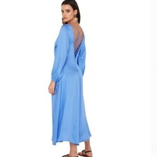 Free People Later Days Blue Button Front Dress size 6 MIDI