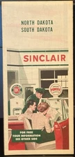 Sinclair Gas Station Road Map of NORTH AND SOUTH DAKOTA Pre Interstate 1954