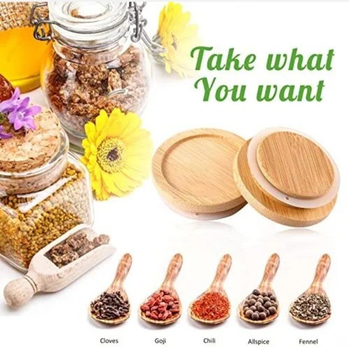 Oui Yogurt Jar Lids Set Bamboo Wood Lids w/ Silicone Sealing Rings Storage 12 .. - Picture 2 of 7