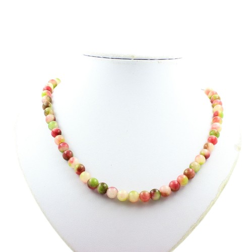 Collier Perle Cornaline Uruguay 8 Mm – Chaîne Acier Inoxydable, A Bijoux