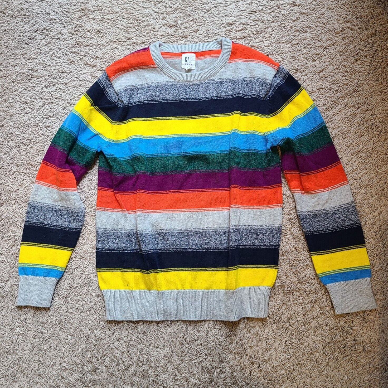 Gap Boys Kids Stripe Crewneck Sweaters Multi stripe- Size XL 12