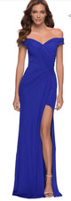 La Femme 29756 Off Shoulder Gown in Royal Blue NWOT Size 10