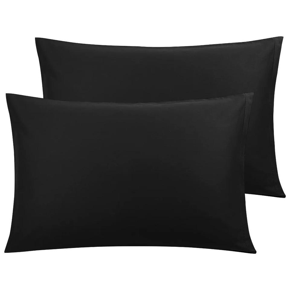 Cotton Solid Pillow Cases Hidden Zipper Pillow Cover Standard Queen