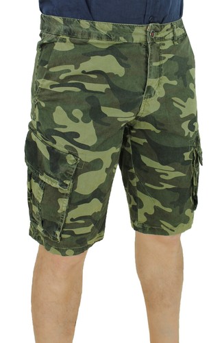 Pantaloni bermuda uomo Militare Cargo verde mimetico Camouflage tasconi  laterali | eBay