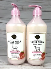 Shower Mate Goat Milk Body Wash Soothing Strawberry Herb-Pure Complex 27.05oz 2x