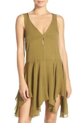 Free People Double Down Handkerchief Keyhole Plunge Slip Dress