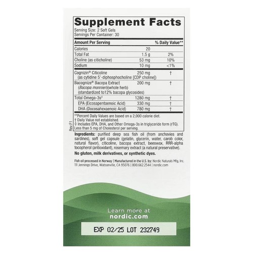 Nordic Naturals, Focus Support, Omega Blend, 60 Soft Gels - Bild 2 von 2