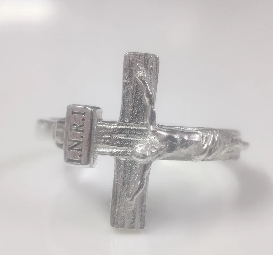 925 Sterling Silver Jesus Crucifix Ring,INRI Ring For Men,Cross Ring For Unisex - Image 4 of 4