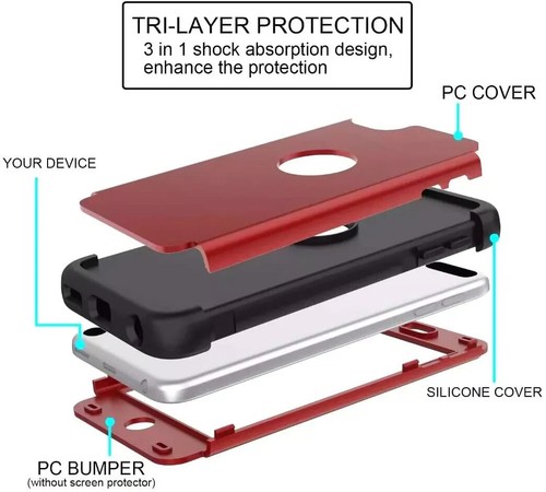 For iPod Touch 5th 6th & 7th Gen - Hard Hybrid Shockproof Armor Shell Case Cover - Picture 8 of 44