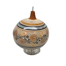 Mexico Tonala Pottery Christmas Ornament Signed Jimon Floral Vine Flower 3.75"