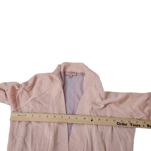 Ted Baker Cardigan 1 XS Purple Pink Open Front Short Sleeve Lightweight Sweater - Picture 8 of 9
